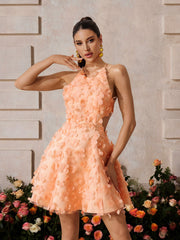 Xyrndis Backless Flower Mini Dress