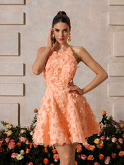 Xyrndis Backless Flower Mini Dress