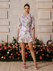 Yaelyra V Neck Floral Skirt Set