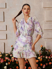 Yaelyra V Neck Floral Skirt Set