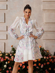 Yexara V Neck Floral Mini Dress