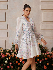 Yexara V Neck Floral Mini Dress