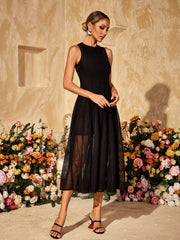 Zalvryn Sleeveless Knitted Midi Dress In Black