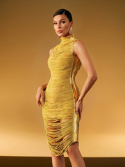 Zulekha High Neck Fringe Midi Dress