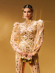 Zylar Long Sleeve Embellished Jumpsuit