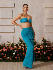 Zyrndis Strapless Seashell Skirt Set In Blue