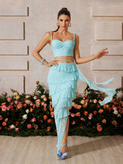 Zyrthos Spaghetti Lace Tiered Skirt Set