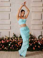 Zyrthos Spaghetti Lace Tiered Skirt Set