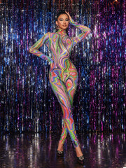 Zyxandor High Neck Rhinestone Jumpsuit