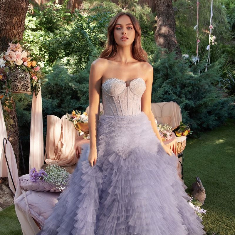 Andrea & Leo A0767 Prom Long Strapless Ruffled Ombre Ball Gown